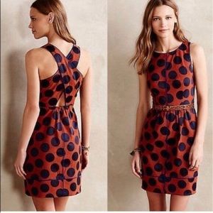 Anthropologie Maeve Cross Back Polka Dot Dress